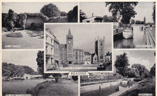 Postcard - Reading Multi View, Berkshire, England - Printed - Unposted