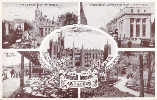 Postcard - Aberdeen Multi View, Aberdeenshire, Scotland - Printed - Posted