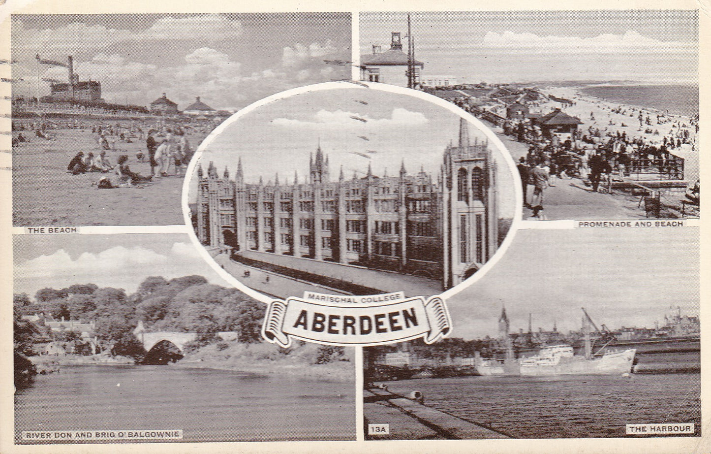Postcard - Aberdeen Multi View, Aberdeenshire, Scotland - Printed - Posted