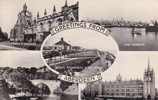 Postcard - Aberdeen Multi View, Aberdeenshire, Scotland - RPPC - Posted