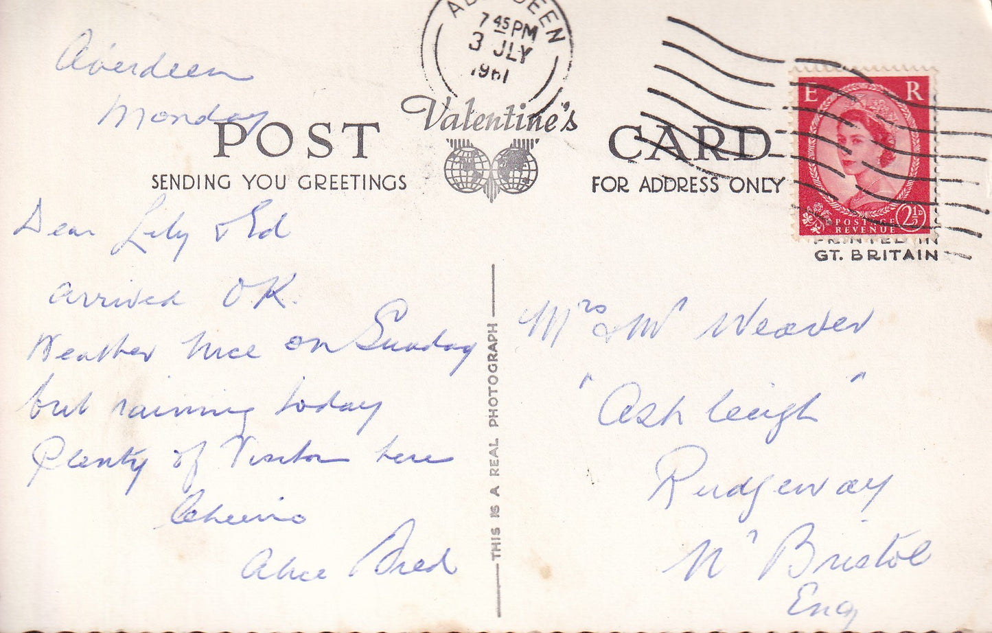 Postcard - Aberdeen Multi View, Aberdeenshire, Scotland - RPPC - Posted