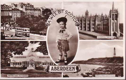 Postcard - Aberdeen Multi View, Aberdeenshire, Scotland - RPPC - Posted