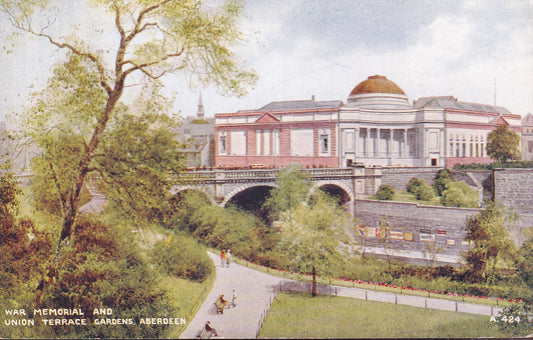 Postcard - War Memorial and Union Terrace Gardens, Aberdeen, Aberdeenshire, Scotland - Printed - Unposted