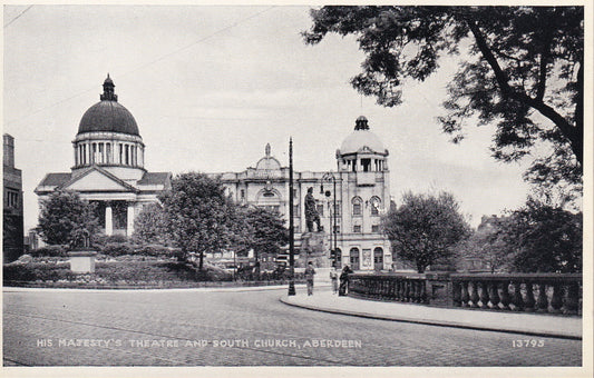 Postcard - His Majesty's Theatre and South Church, Aberdeen, Aberdeenshire, Scotland - Printed - Unposted