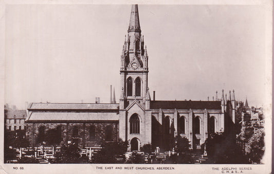 Postcard - The East and West Churches, Aberdeen, Aberdeenshire, Scotland - RPPC - Unposted