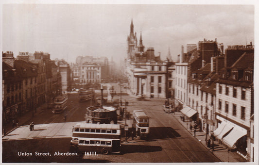 Postcard - Union Street, Aberdeen, Aberdeenshire, Scotland - RPPC - Unposted