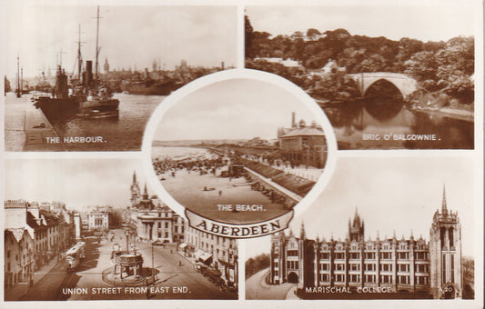 Postcard - Aberdeen Multi View, Aberdeenshire, Scotland - RPPC - Unposted