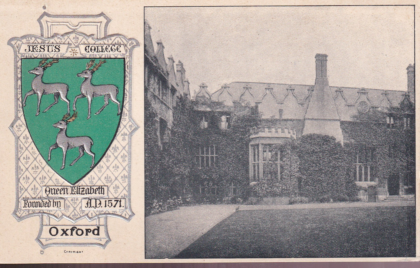 Postcard - Jesus College, Oxford, Oxfordshire, England - Printed - Unposted