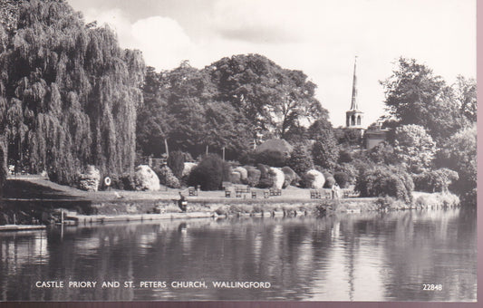Postcard - Castle Priory and St Peters Church, Wallingford, Oxfordshire, England - RPPC - Unposted