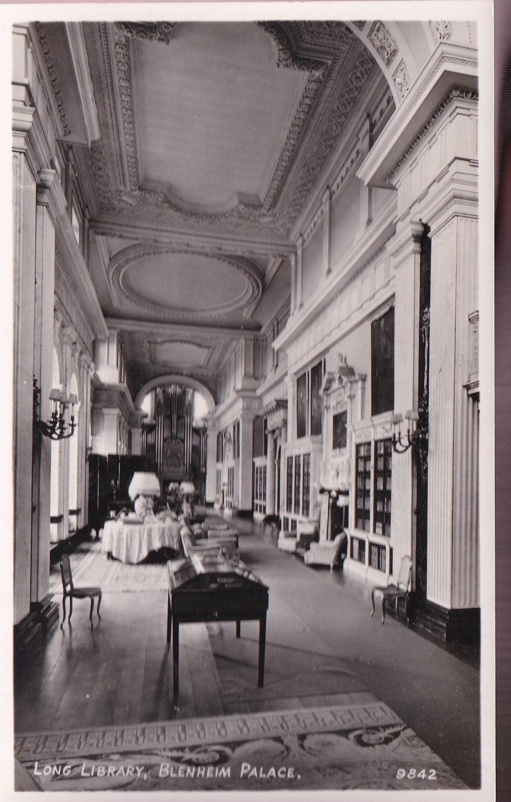 Postcard - Long Library, Blenheim Palace, Woodstock, Oxfordshire, England - RPPC - Unposted