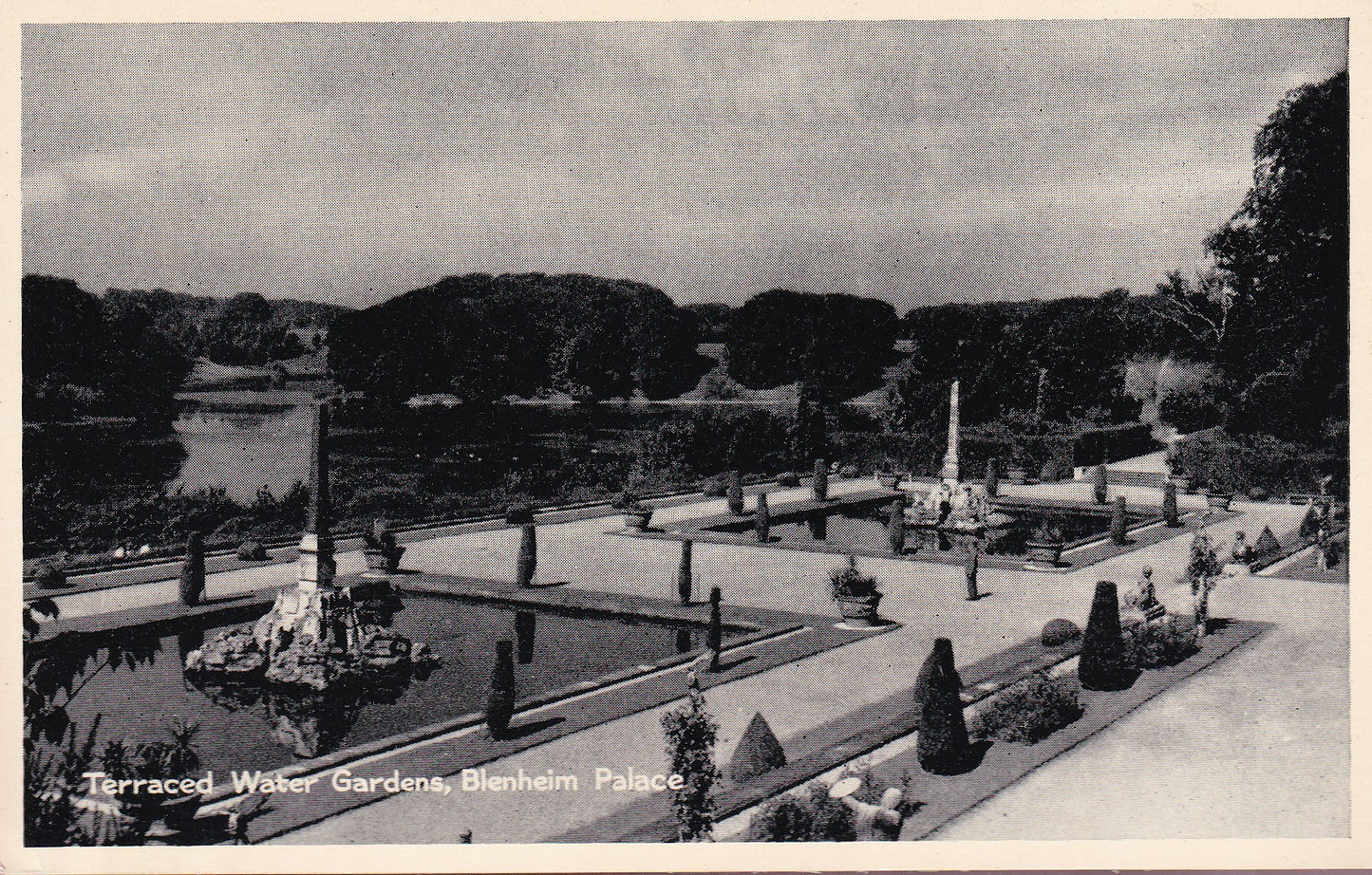 Postcard - Terraced Water Gardens, Blenheim Palace, Woodstock, Oxfordshire, England - RPPC - Unposted