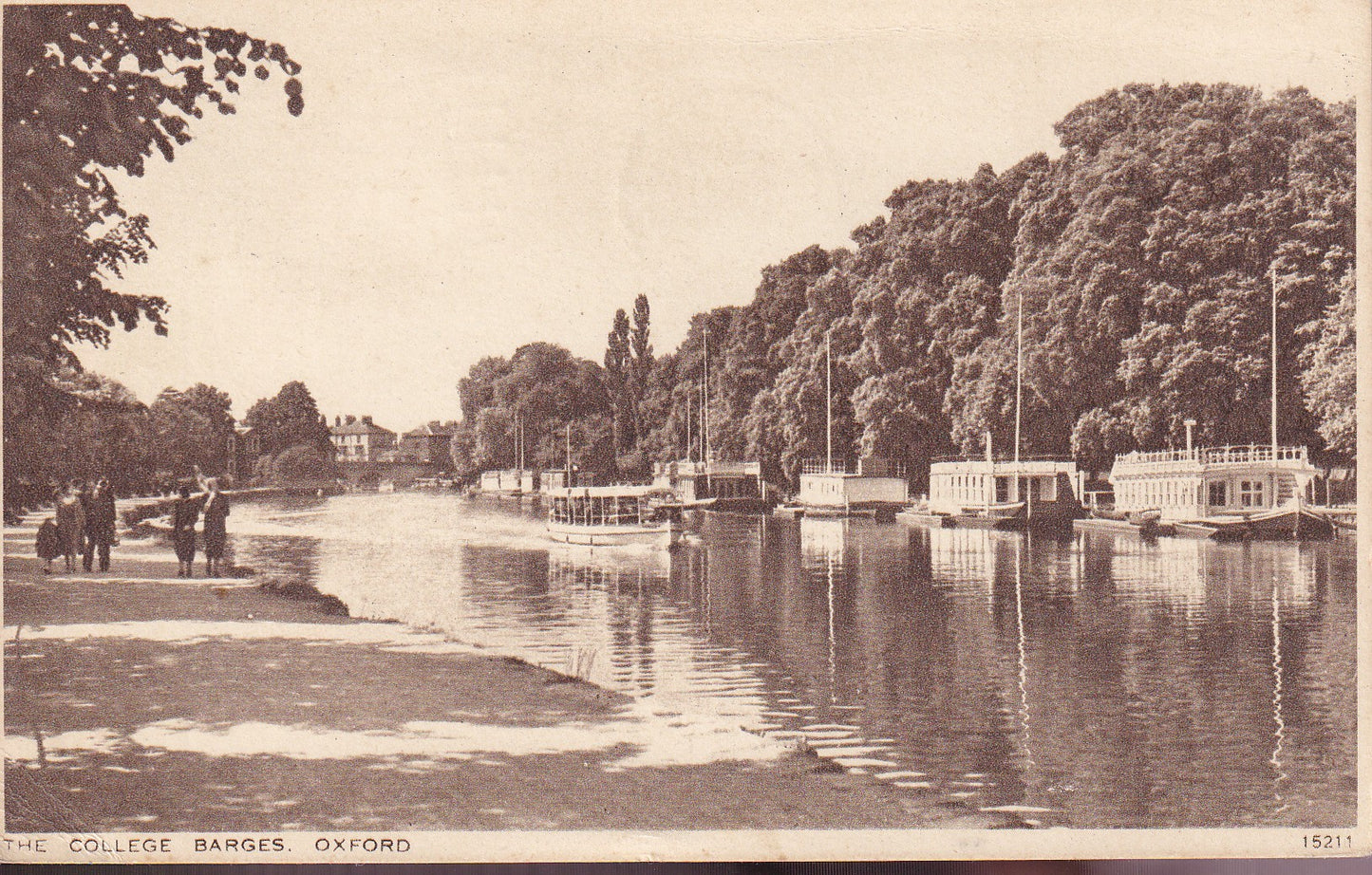 Postcard - The College Barges, Oxford, Oxfordshire, England - Printed - Posted