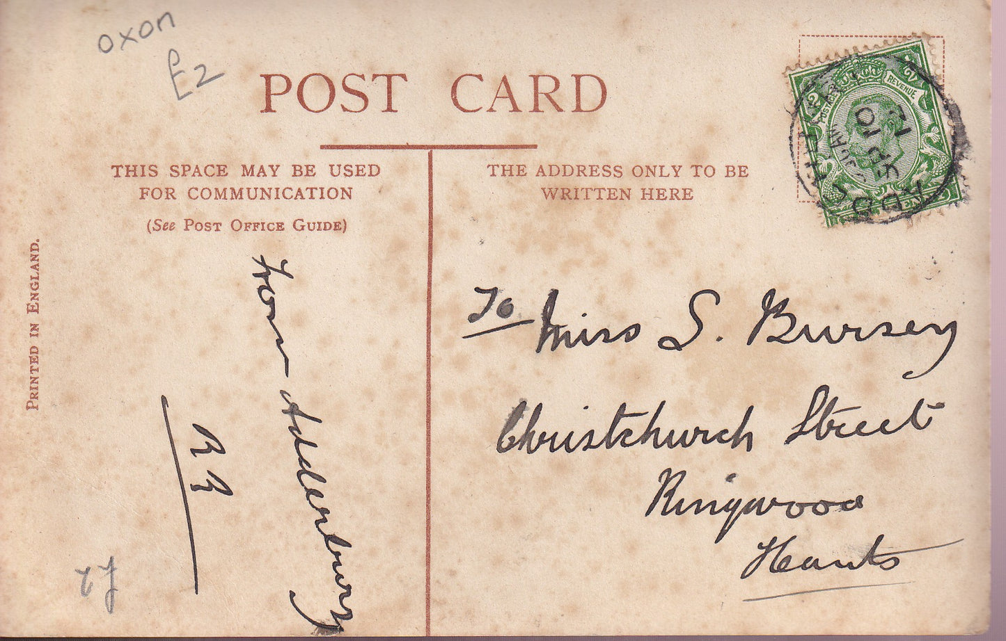 Postcard - Banbury Cross, Banbury, Oxfordshire, England - Printed - Posted
