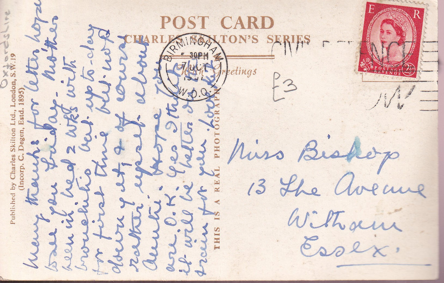 Postcard - Aynhoe Park, Banbury, Oxfordshire, England - RPPC - Posted
