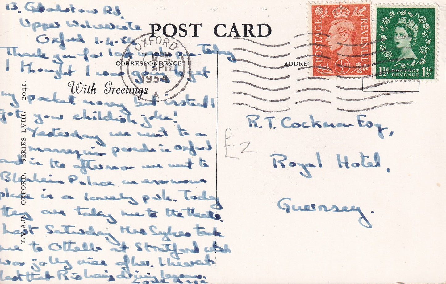 Postcard - North Front, Blenheim Palace, Woodstock, Oxfordshire, England - RPPC - Posted