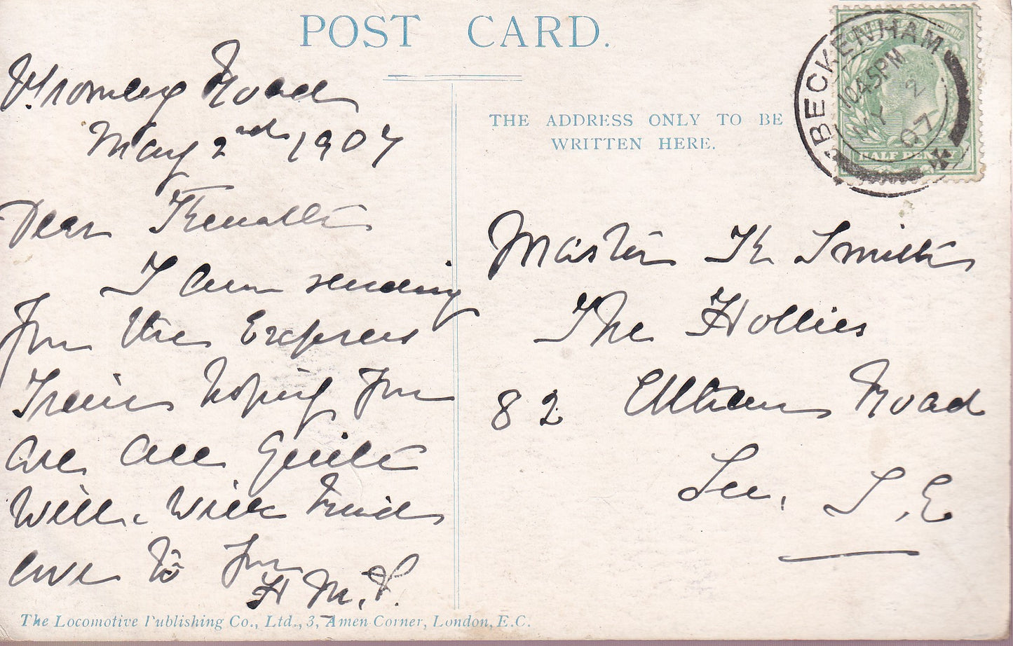 Railway Postcard - Three Cylinder Compound Express Locomotive, Midland Railway - Printed - Posted