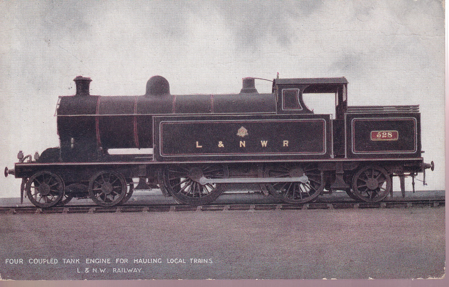 Railway Postcard - Four Coupled Tank Engine for Hauling Local Trains, L & N W Railway - Printed - Posted