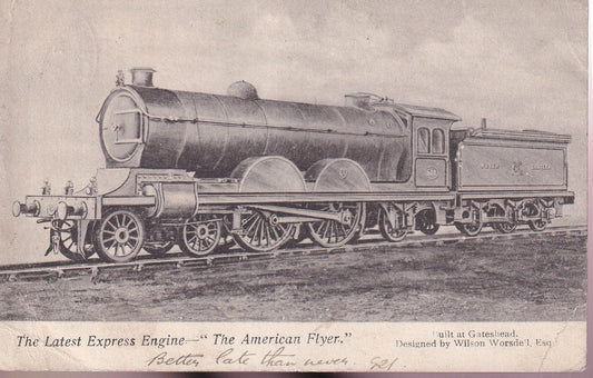 Railway Postcard - The American Flyer Express Engine - Printed - Posted