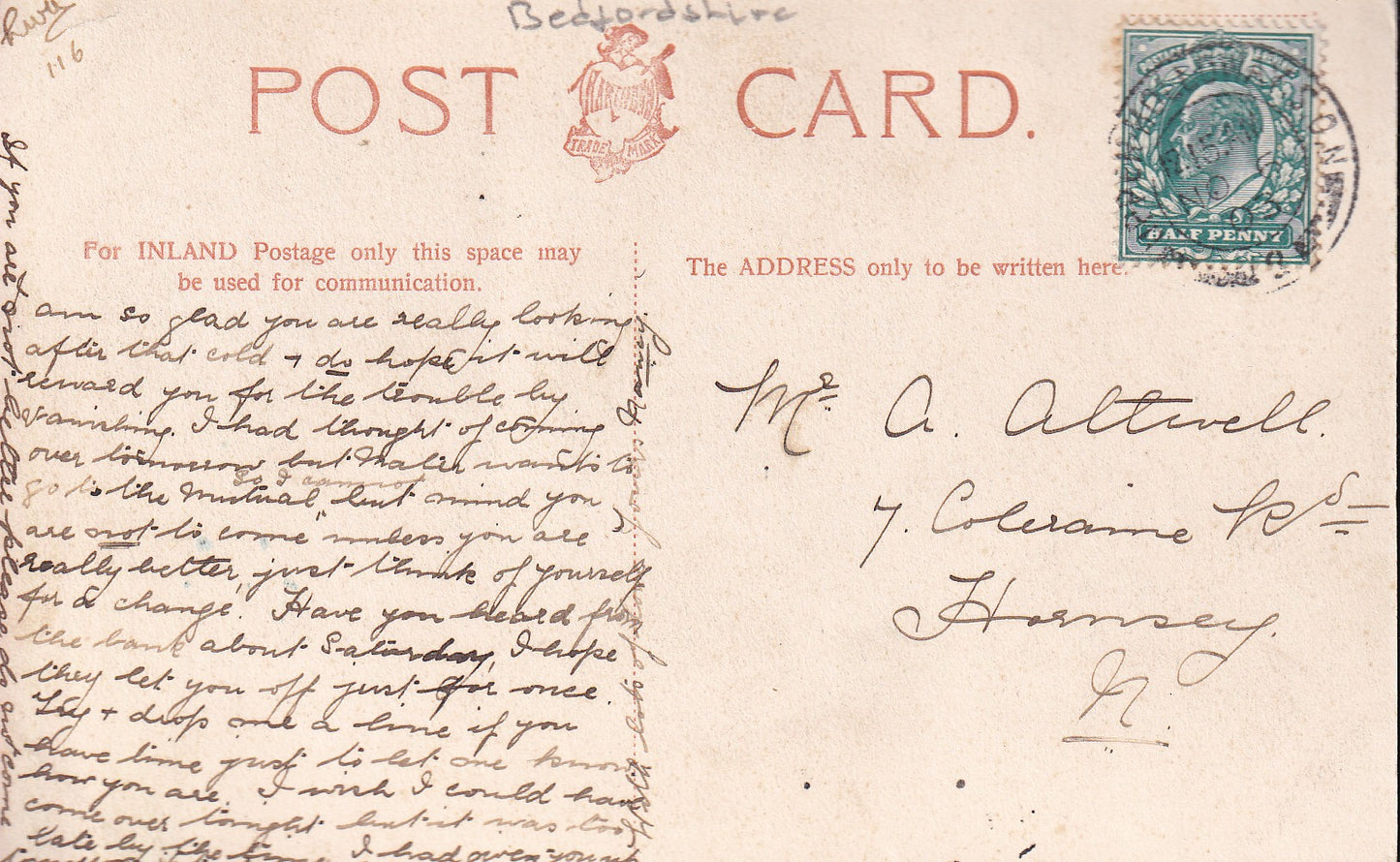 Postcard - River View, Bedford, Bedfordshire, England - Printed - Posted