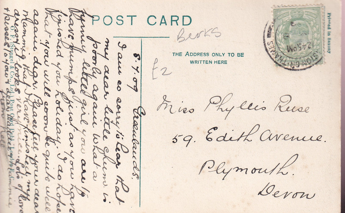 Postcard - The Round Tower, Windsor Castle, Windsor, Berkshire, England - Printed - Posted