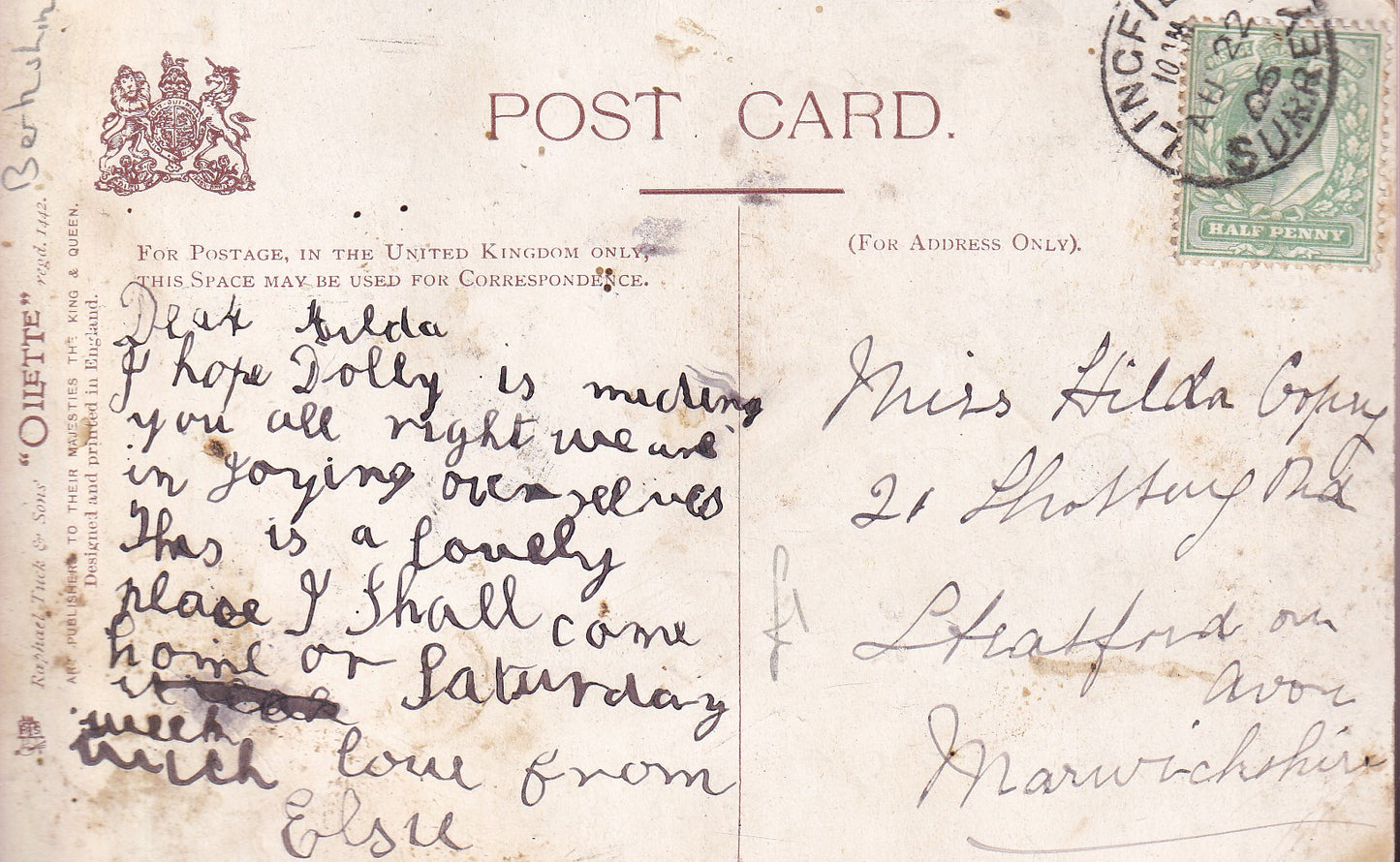 Postcard - Town Hall and Church of St Lawrence, Reading, Berkshire, England - Printed - Posted