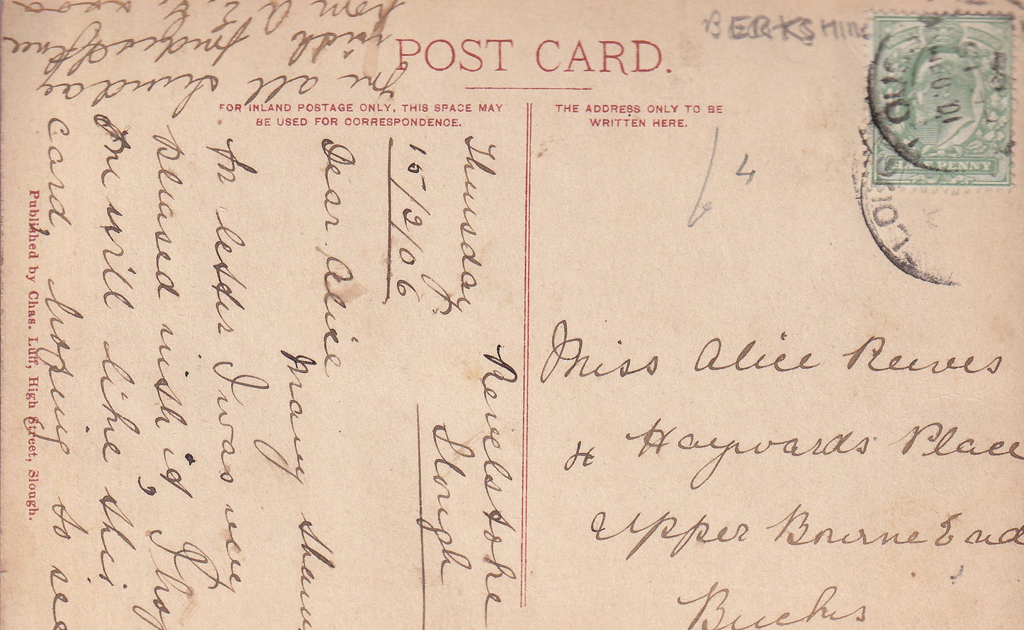 Postcard - High Street (Looking West), Slough, Berkshire, England - RPPC - Posted