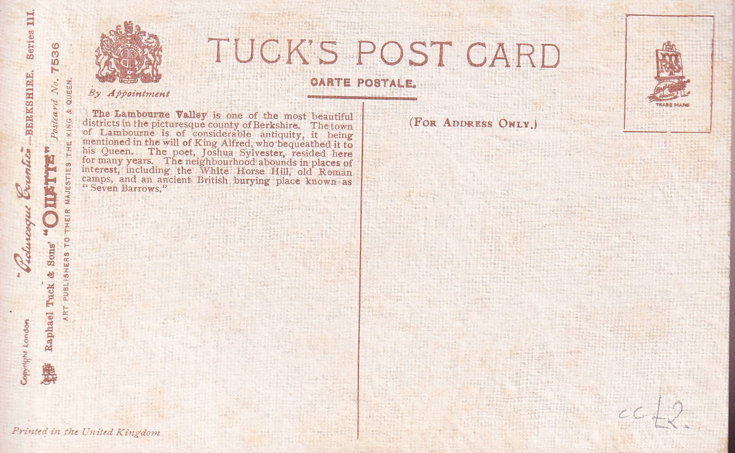 Postcard - In The Lambourne Valley, Lambourne, Berkshire, England - Printed - Unposted