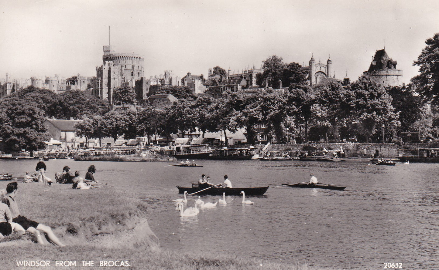Postcard - Windsor Castle from the Brocas, Windsor, Berkshire, England - RPPC - Unposted