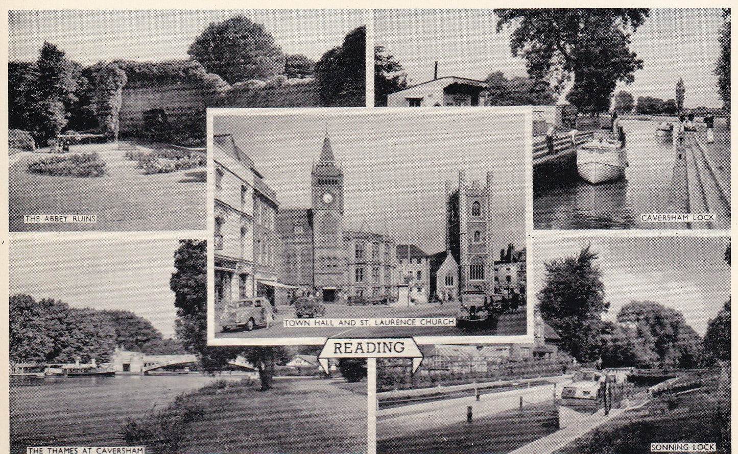 Postcard - Reading Multi View, Berkshire, England - Printed - Unposted