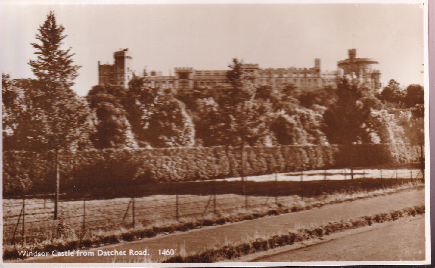 Postcard - Windsor Castle from Datchet Road, Windsor, Berkshire, England - RPPC - Unposted