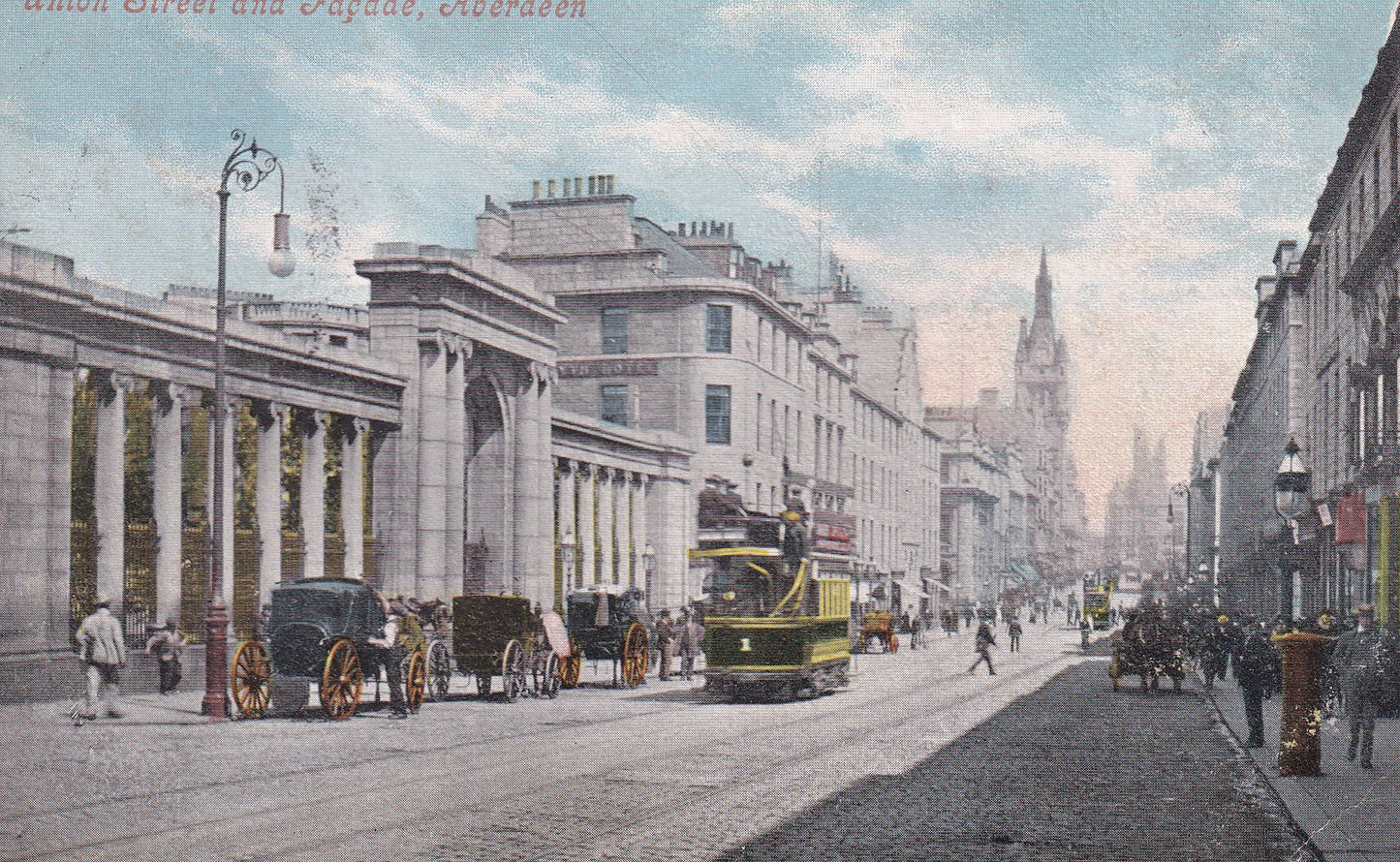 Postcard - Union Street and Facade, Aberdeen, Aberdeenshire, Scotland - Printed - Posted