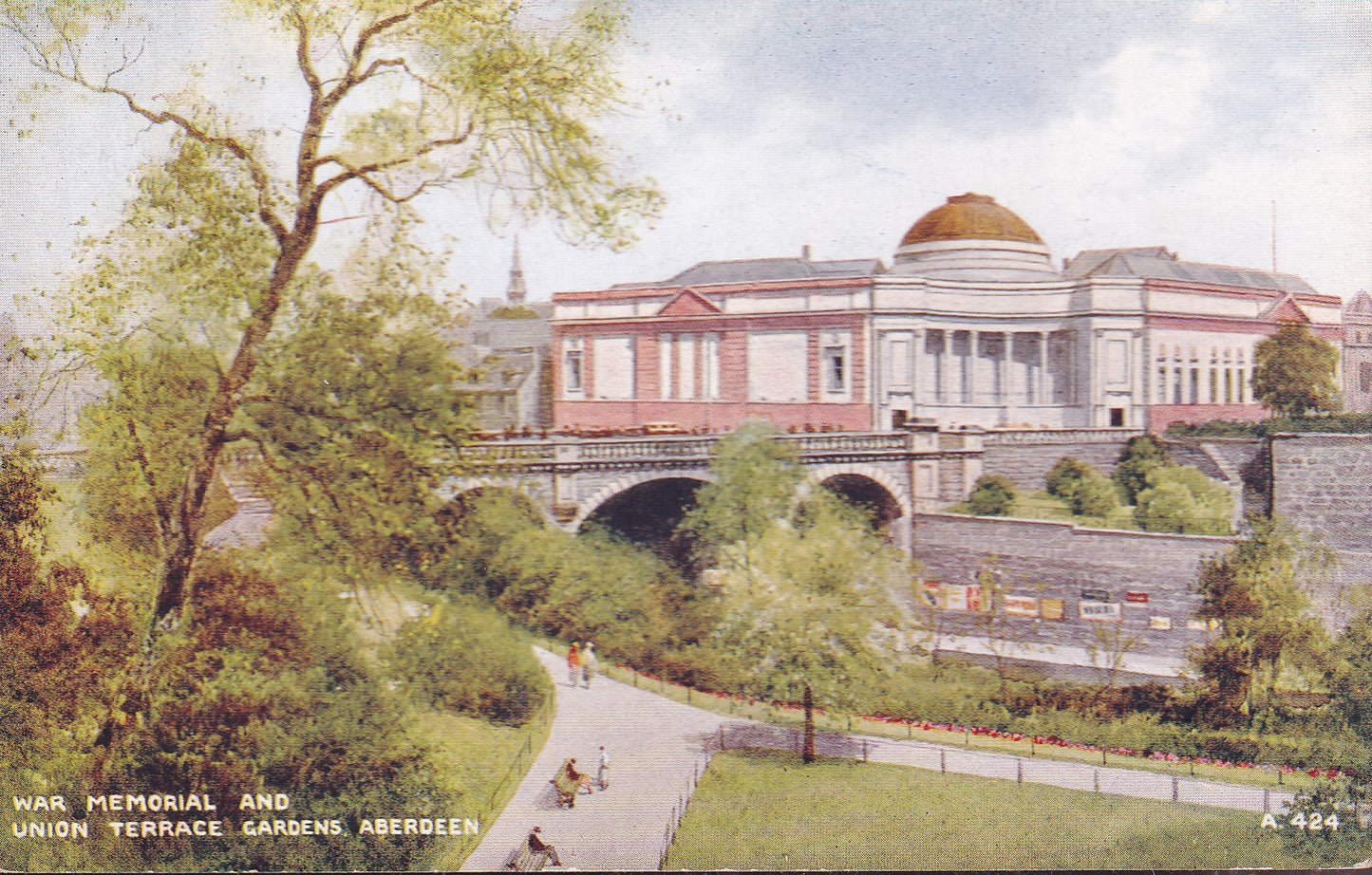 Postcard - War Memorial and Union Terrace Gardens, Aberdeen, Aberdeenshire, Scotland - Printed - Unposted