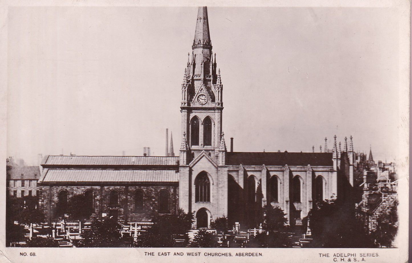 Postcard - The East and West Churches, Aberdeen, Aberdeenshire, Scotland - RPPC - Unposted