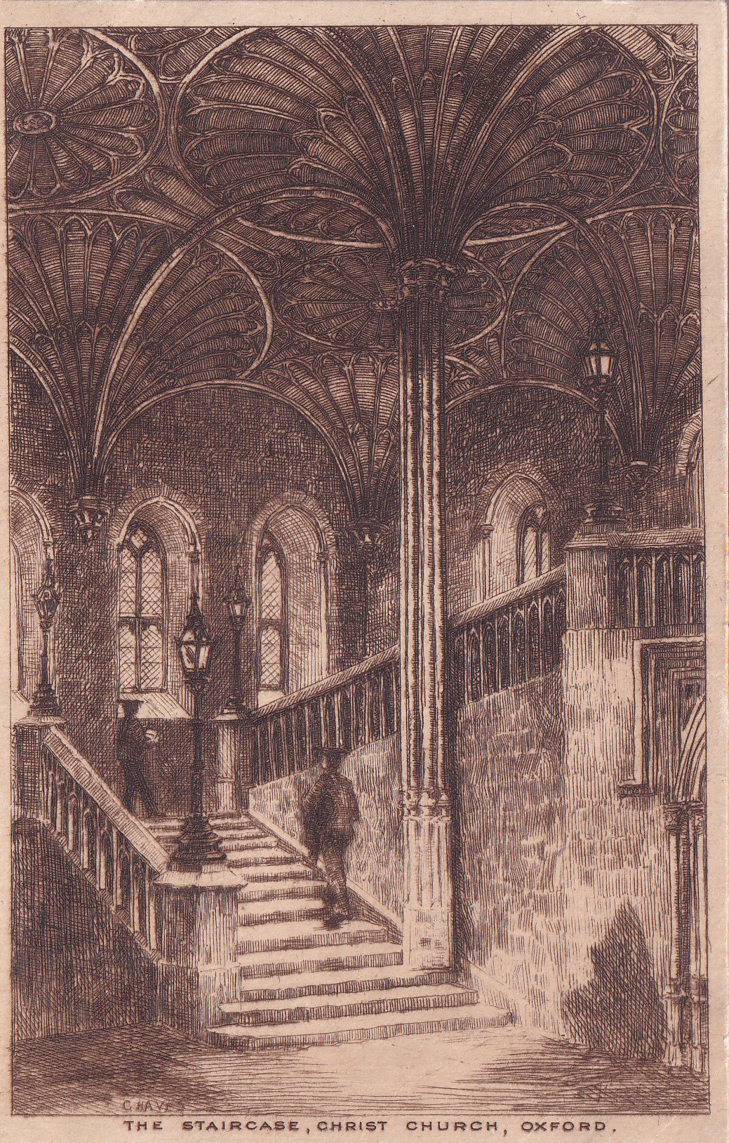 Postcard - The Staircase, Christ Church, Oxford, Oxfordshire, England - Printed - Unposted