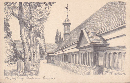 Postcard - The Long Alley, Almshouses, Abingdon, Oxfordshire, England - Printed - Unposted