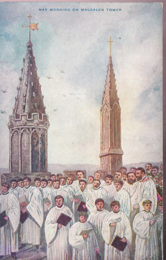 Postcard - May Morning on Magdalen Tower, Oxford, Oxfordshire, England - Printed - Unposted