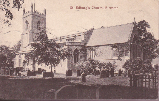 Postcard - St Edburg's Church, Bicester, Oxfordshire, England - Printed - Posted