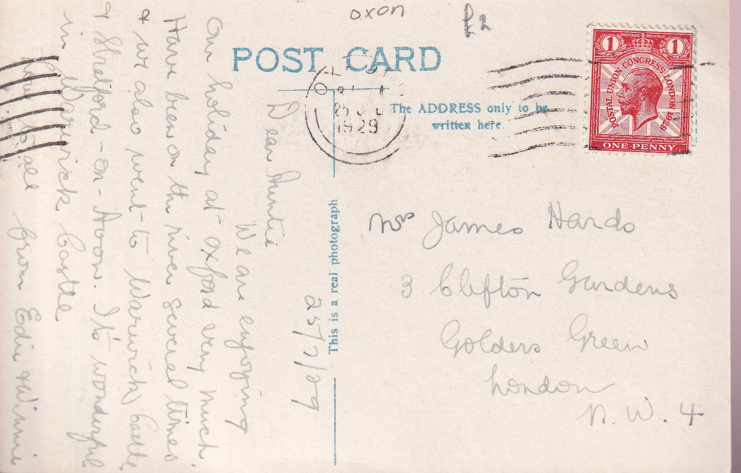 Postcard - Magdalen College from Botanical Gardens, Oxford, Oxfordshire, England - RPPC - Posted